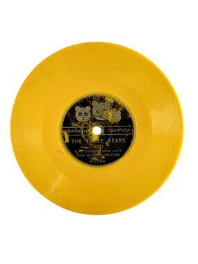 Vintage Golden Records Three Bears Yellow Plastic Children Record Decor 1950s
